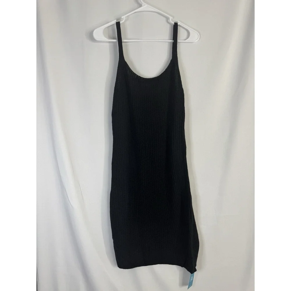 CUPSHE Black Knit Sweater Dress NWT Size XL Scoop Neck Ribbed Bodycon Midi Dress